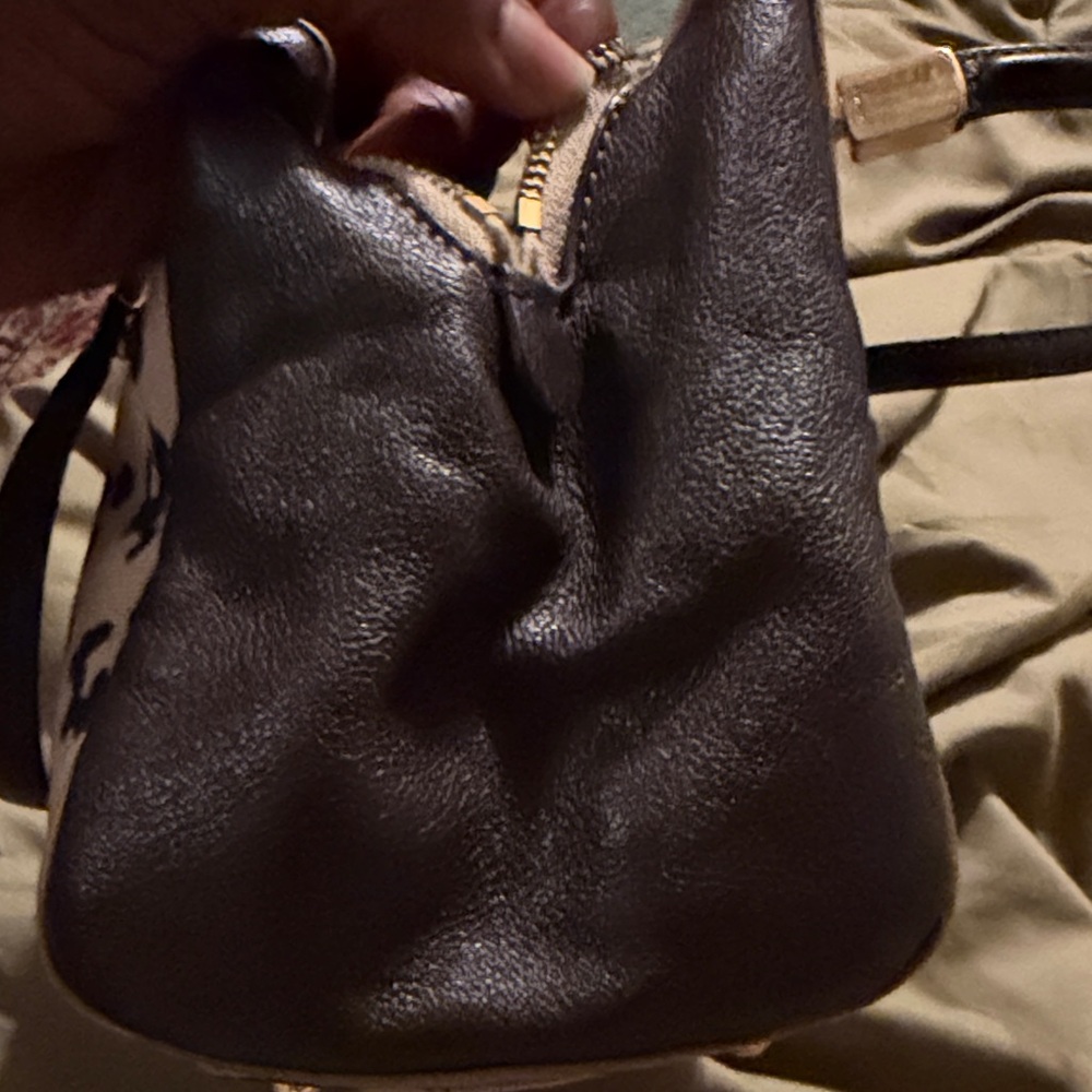 Coach Leopard-Print Canvas Shoulder Bag with Dark Brown Leather - Picture 10 of 11